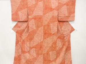 未使用品　切りばめ風　編み目模様　小紋着物